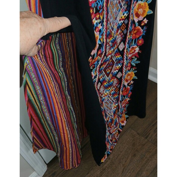 Andrée by UNIT Bohemian Embroidered Floral Striped Buttons Maxi Dress S Hippie - Picture 8 of 16